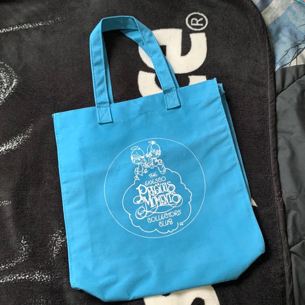 Vintage Precious Moments Collectors Club Blue Canvas Tote Bag